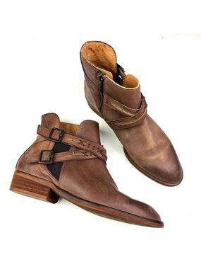 Sundance Veracruz Artisans Bohemian Handmade Brown Leather Hali Booties size 7.5